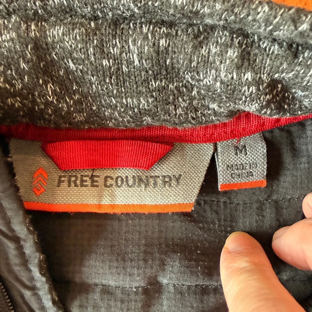 Free Country Men's Black Frore Sweater Knit Fleece Jacket Size M